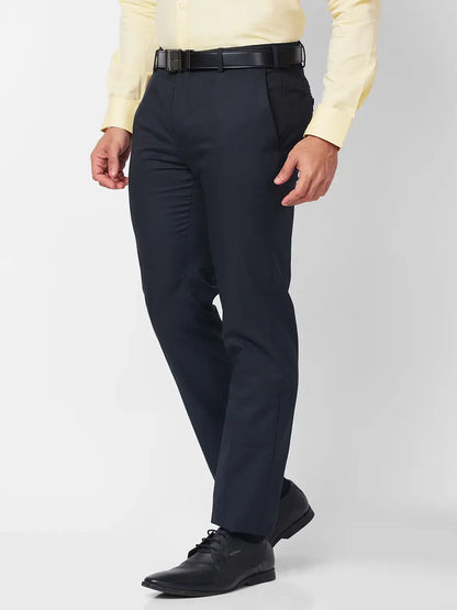 Raymond Men Blue Structure Slim Fit Polyester Blend Trouser