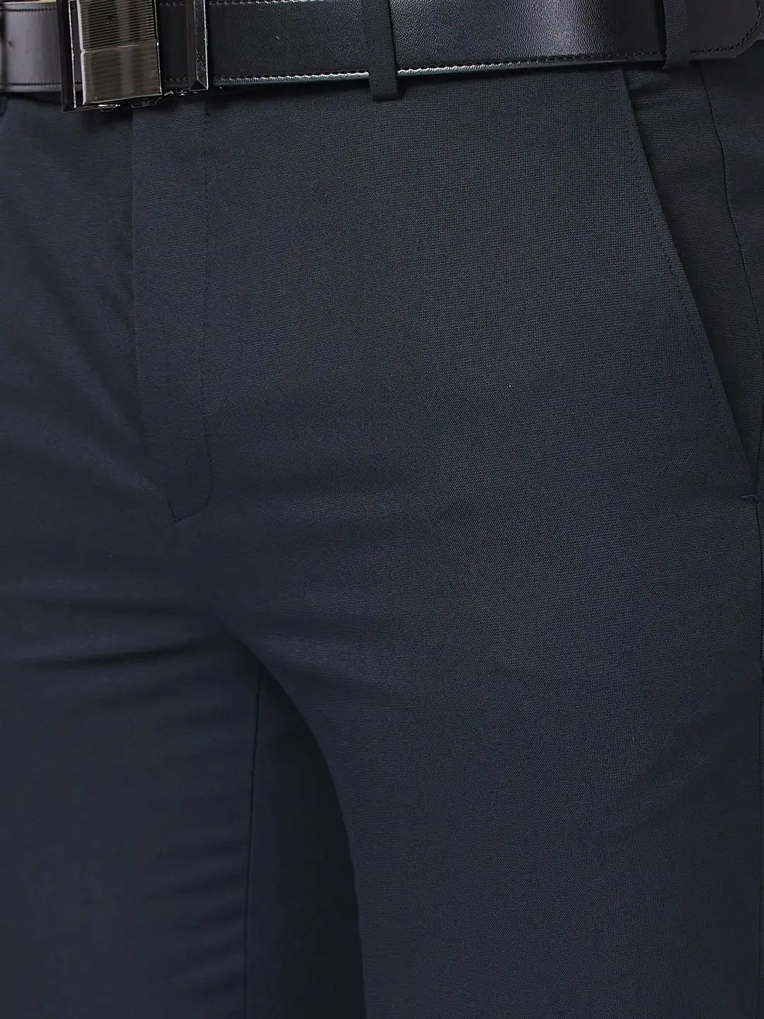 Raymond Men Blue Structure Slim Fit Polyester Blend Trouser