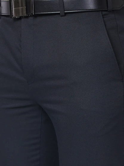 Raymond Men Blue Structure Slim Fit Polyester Blend Trouser