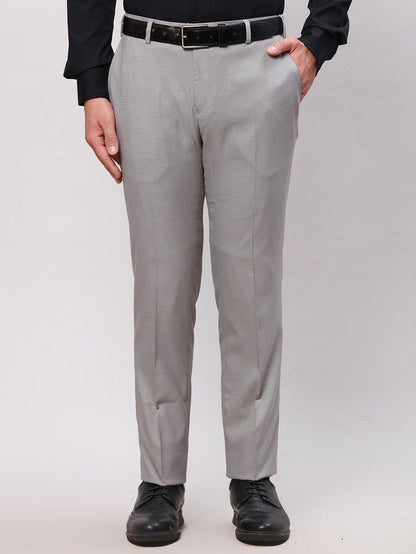 Raymond Men Grey Solid Slim Fit Polyester Blend Trouser