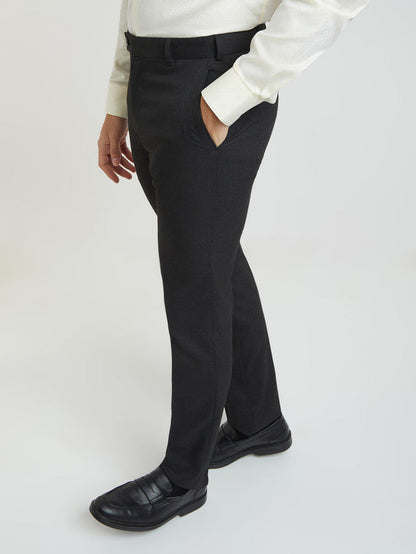 Raymond Men Grey Structure Slim Fit Polyester Blend Trouser