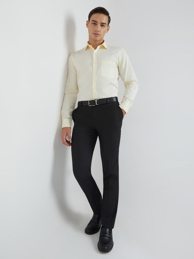 Raymond Men Grey Structure Slim Fit Polyester Blend Trouser