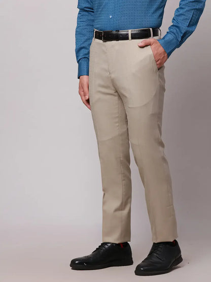Raymond Men Fawn Slim Fit Structured Polyester Blend Trouser