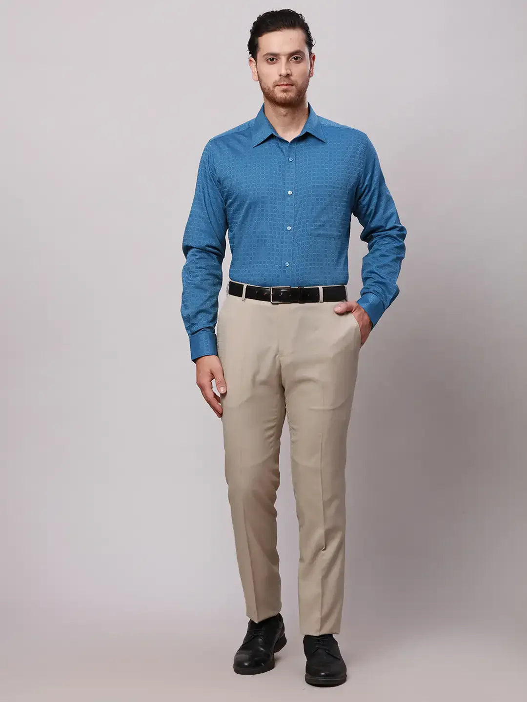 Raymond Men Fawn Slim Fit Structured Polyester Blend Trouser