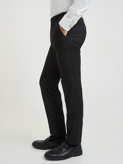 Raymond Men Black Structure Slim Fit Polyester Blend Trouser