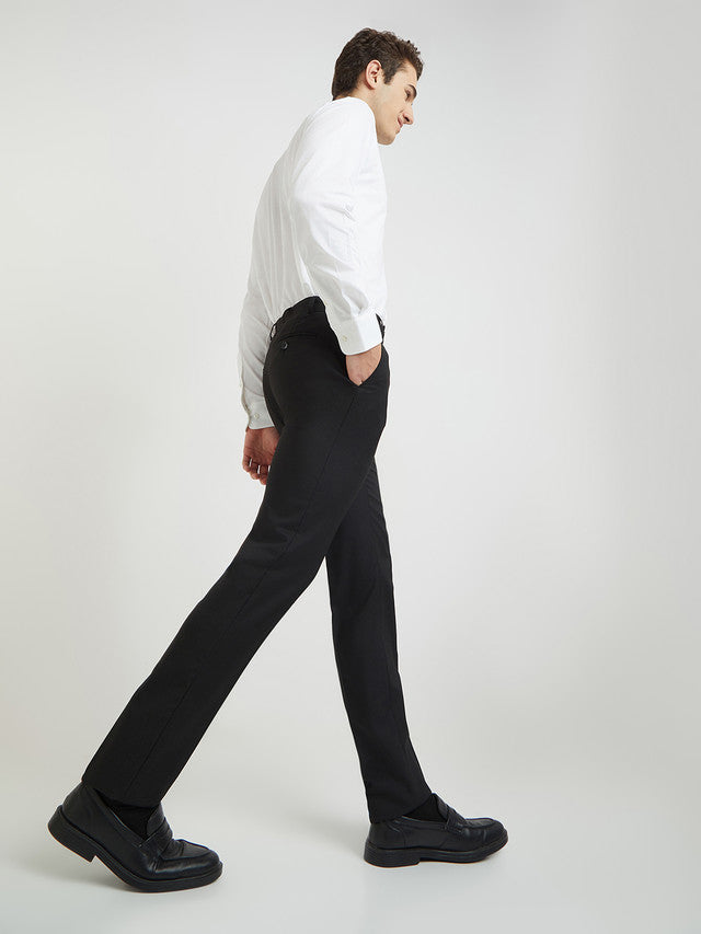 Raymond Men Black Structure Slim Fit Polyester Blend Trouser