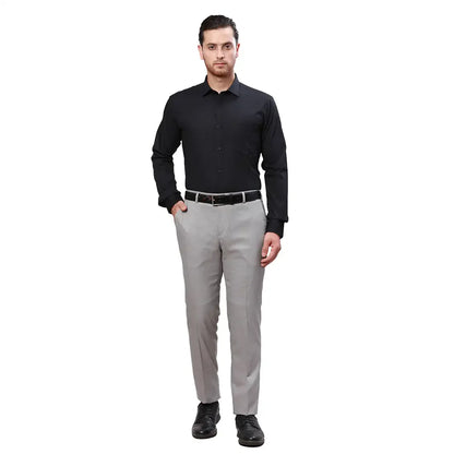 Raymond Men Grey Structure Slim Fit Polyester Blend Trouser