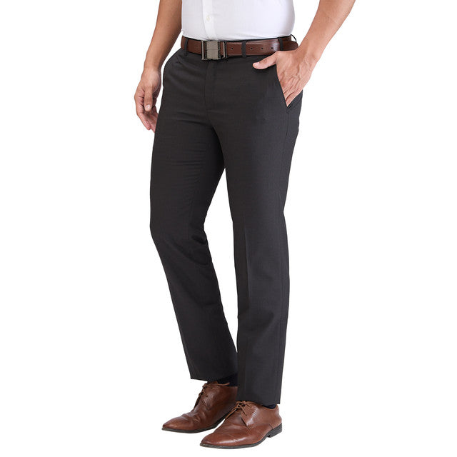 Raymond Brown Stripe Slim Fit Polyester Blend Trouser