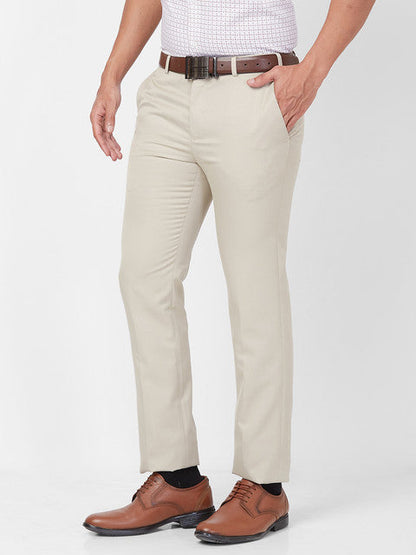 Raymond Men Brown Solid Slim Fit Polyester Blend Trouser