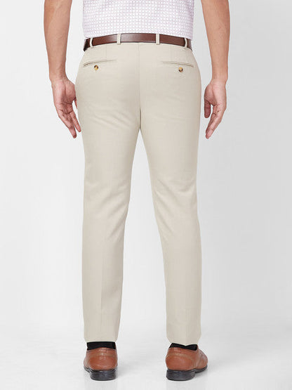 Raymond Men Brown Solid Slim Fit Polyester Blend Trouser