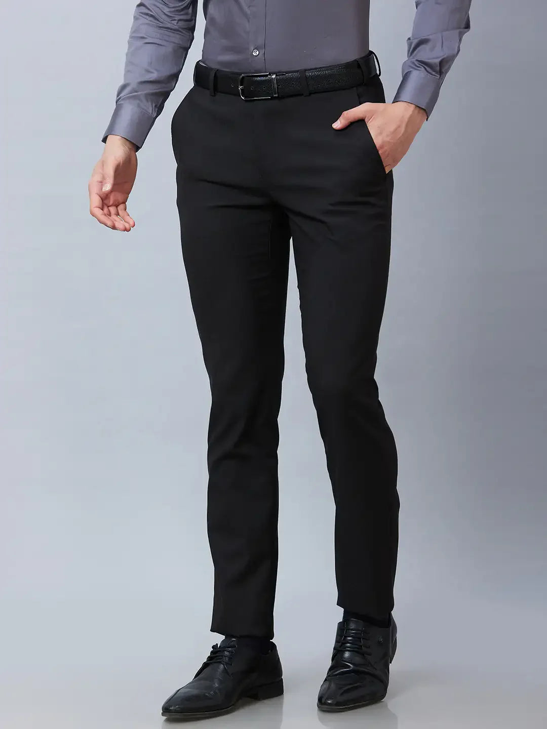 Raymond Men Brown Solid Slim Fit Polyester Blend Trouser