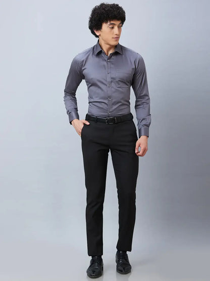 Raymond Men Brown Solid Slim Fit Polyester Blend Trouser