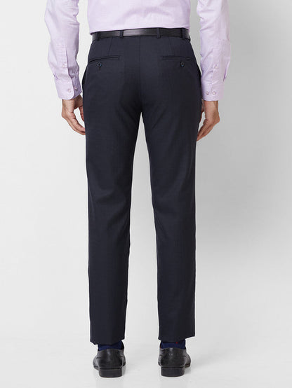 Raymond Men Blue Checks Slim Fit Polyester Blend Trouser