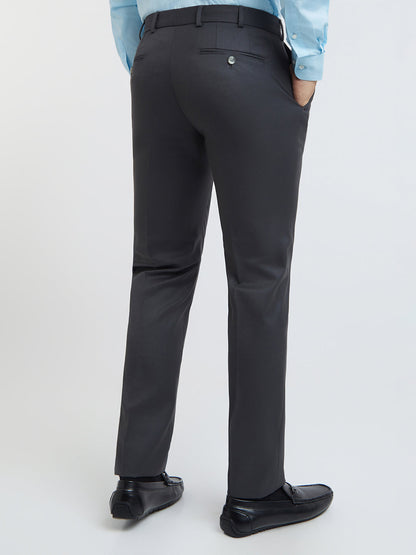 Raymond Men Grey Solid Slim Fit Polyester Blend Trouser