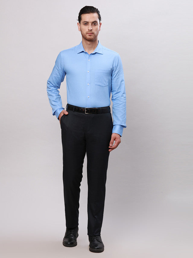 Raymond Black Solid Slim Fit Polyester Blend Trouser