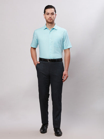 Raymond Men Blue Checkered Slim Fit Trouser