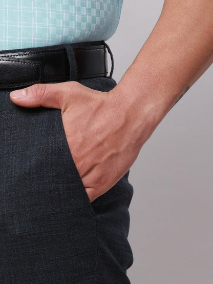 Raymond Men Blue Checkered Slim Fit Trouser