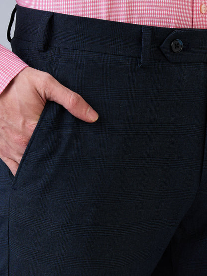 Raymond Men Blue Solid Slim Fit Polyester Blend Trouser