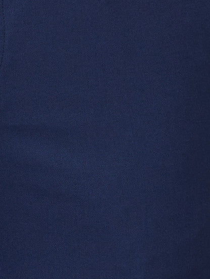 Raymond Men Blue Solid Slim Fit Polyester Blend Trouser