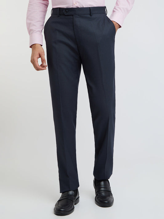 Raymond Men Blue Structure Slim Fit Polyester Blend Trouser