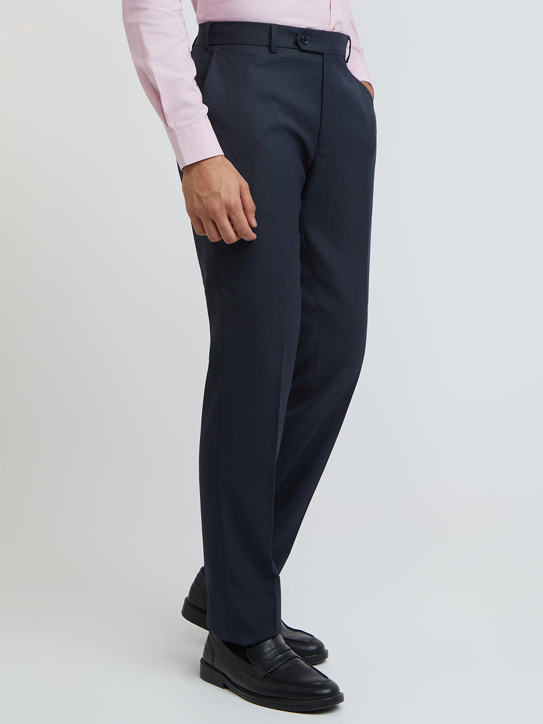 Raymond Men Blue Structure Slim Fit Polyester Blend Trouser