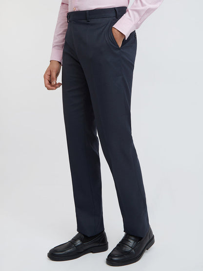 Raymond Men Blue Structure Slim Fit Polyester Blend Trouser