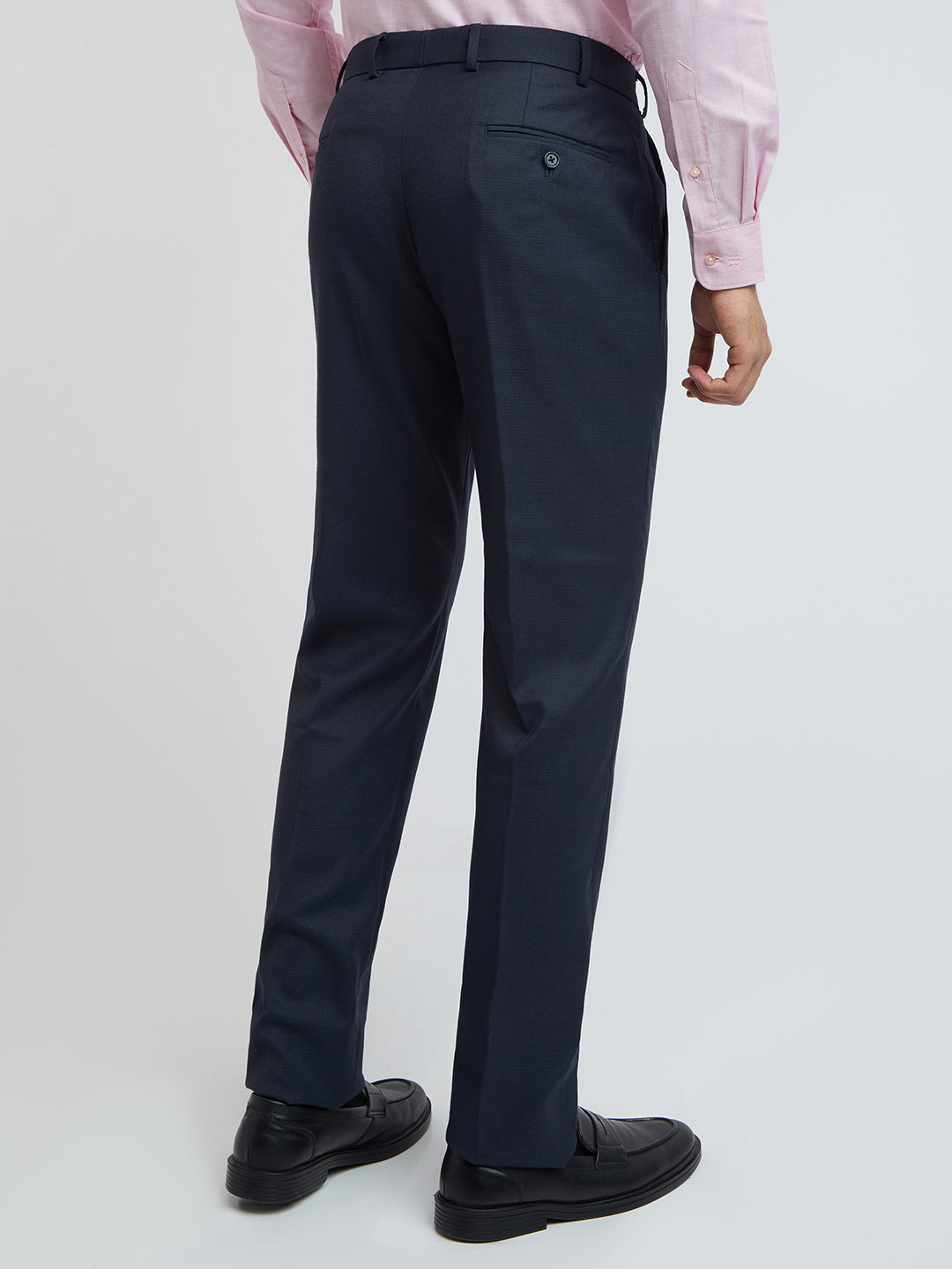 Raymond Men Blue Structure Slim Fit Polyester Blend Trouser