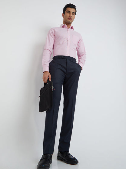 Raymond Men Blue Structure Slim Fit Polyester Blend Trouser