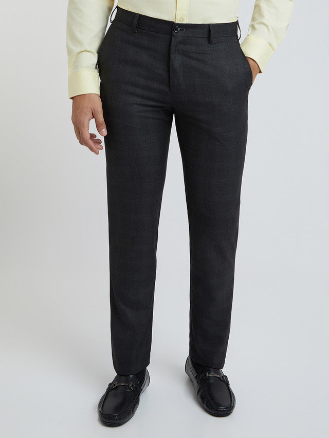 Raymond Black Checks Slim Fit Polyester Blend Trouser