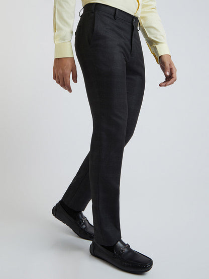 Raymond Black Checks Slim Fit Polyester Blend Trouser