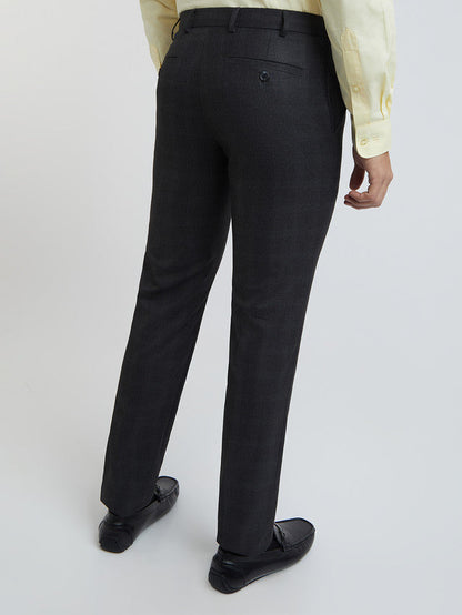 Raymond Black Checks Slim Fit Polyester Blend Trouser