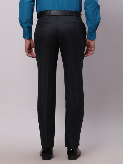 Raymond Grey Structure Slim Fit Polyester Blend Trouser