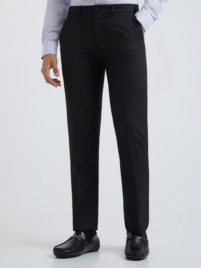 Raymond Black Solid Slim Fit Polyester Blend Trouser