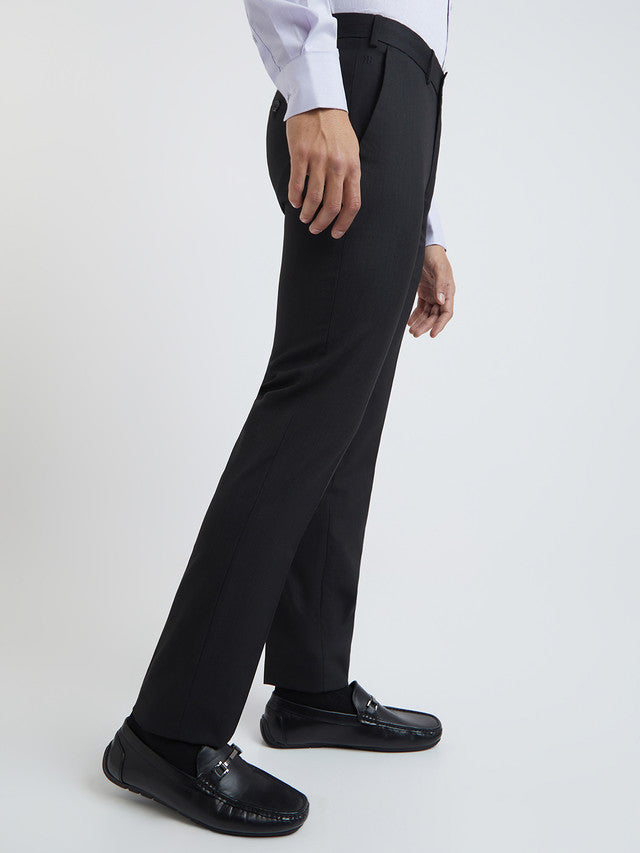 Raymond Black Solid Slim Fit Polyester Blend Trouser