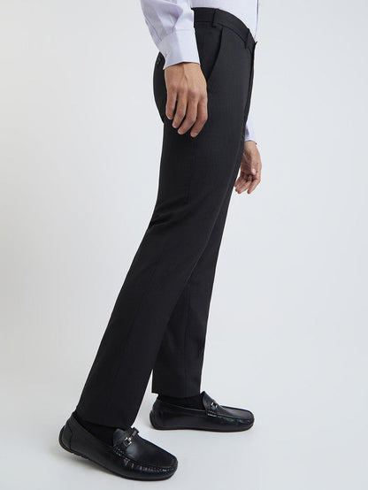 Raymond Black Solid Slim Fit Polyester Blend Trouser