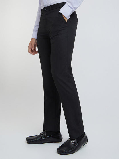 Raymond Black Solid Slim Fit Polyester Blend Trouser