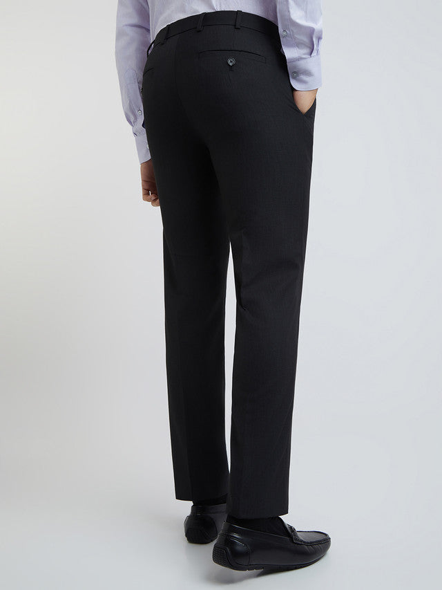 Raymond Black Solid Slim Fit Polyester Blend Trouser