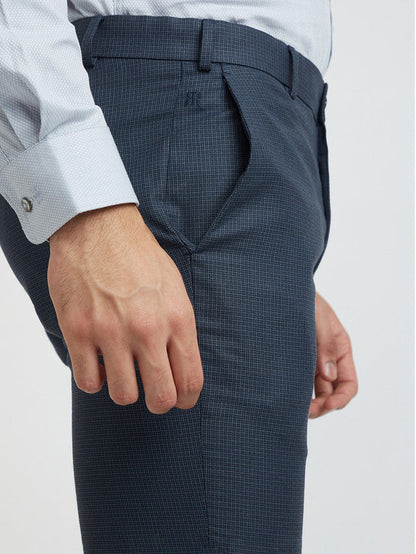 Raymond Blue Structure Slim Fit Polyester Blend Trouser