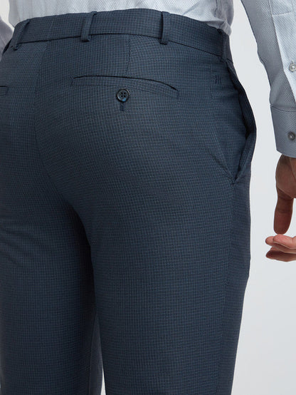 Raymond Blue Structure Slim Fit Polyester Blend Trouser