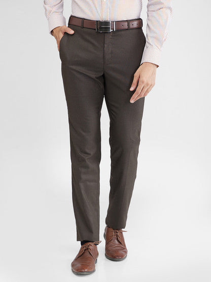 Raymond Brown Structure Slim Fit Polyester Blend Trouser