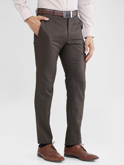 Raymond Brown Structure Slim Fit Polyester Blend Trouser