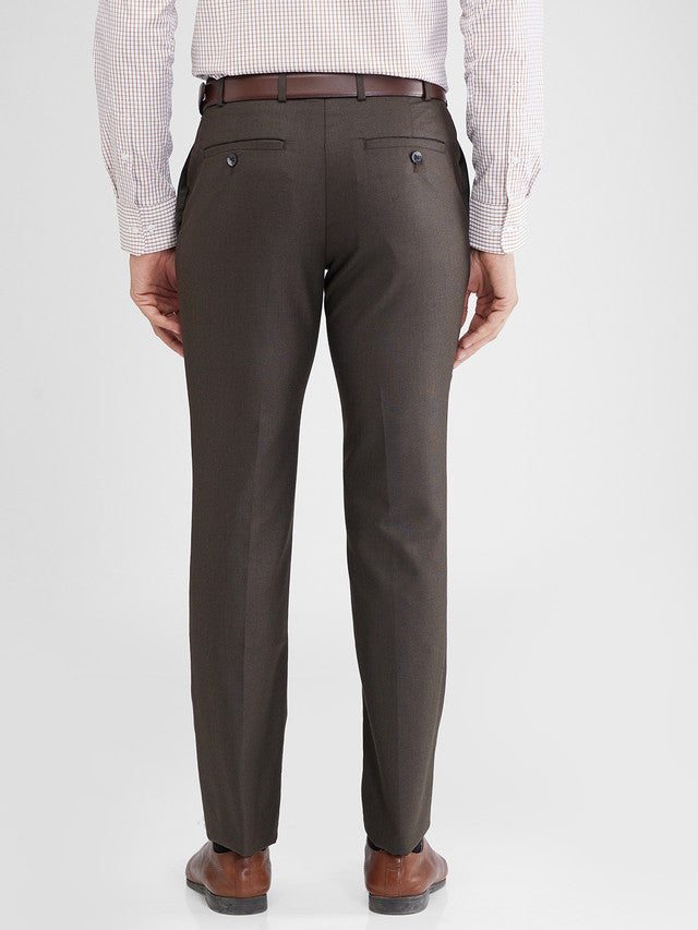 Raymond Brown Structure Slim Fit Polyester Blend Trouser