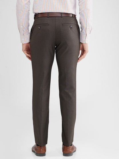 Raymond Brown Structure Slim Fit Polyester Blend Trouser