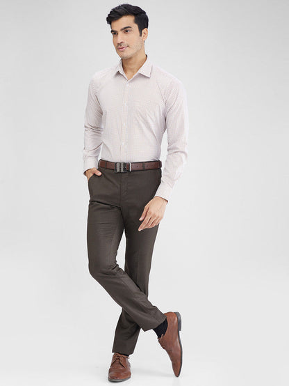 Raymond Brown Structure Slim Fit Polyester Blend Trouser