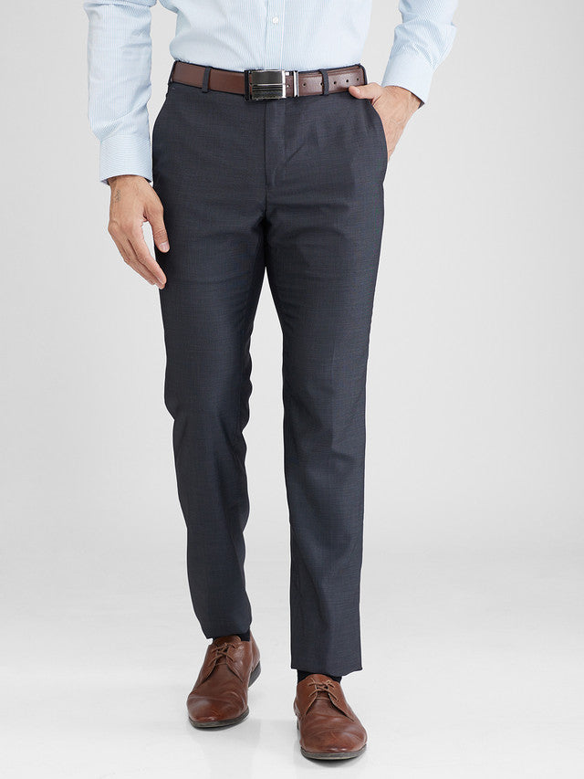 Raymond Black Structure Slim Fit Polyester Blend Trouser