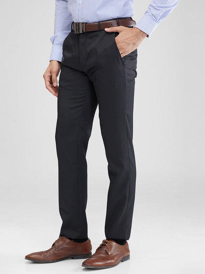 Raymond Grey Structure Slim Fit Polyester Blend Trouser
