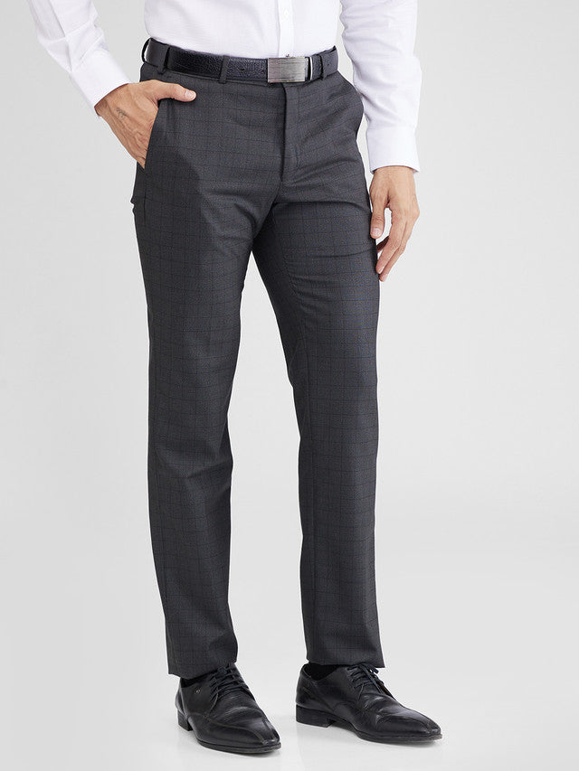 Raymond Green Checks Slim Fit Polyester Blend Trouser