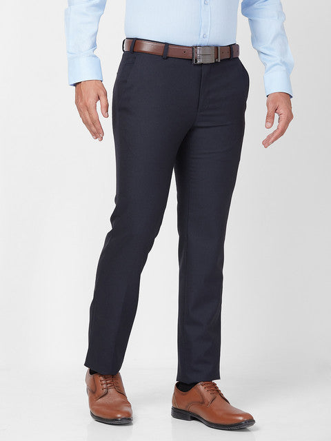Raymond Men Blue Slim Fit Solid Trouser