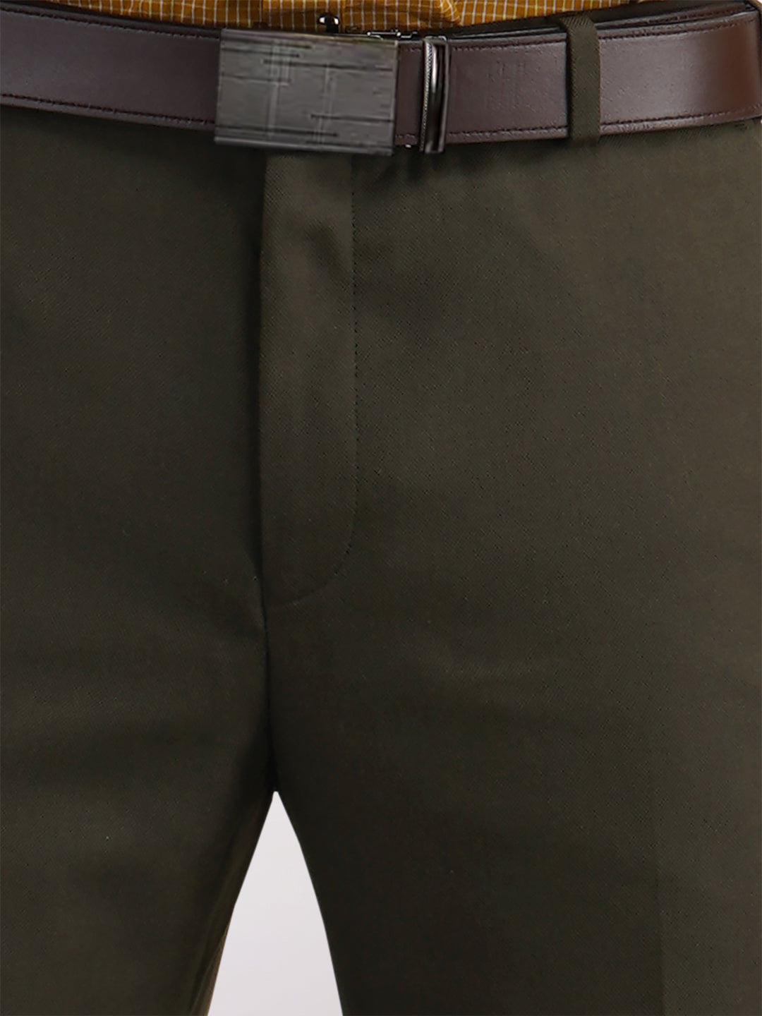 Raymond Green Solid Slim Fit Polyester Blend Trouser
