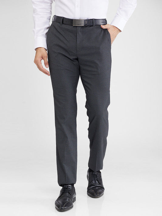 Raymond Grey Structure Slim Fit Polyester Blend Trouser